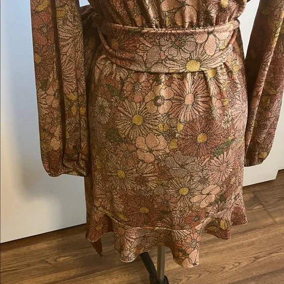 Beach Riot Floral Long Sleeve Dress - orange and Brown - Picture 9 of 10